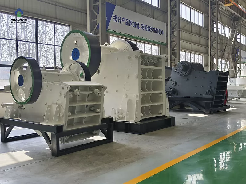 ZXC jaw crusher front view at manufacturing plant showing deep crushing chamber