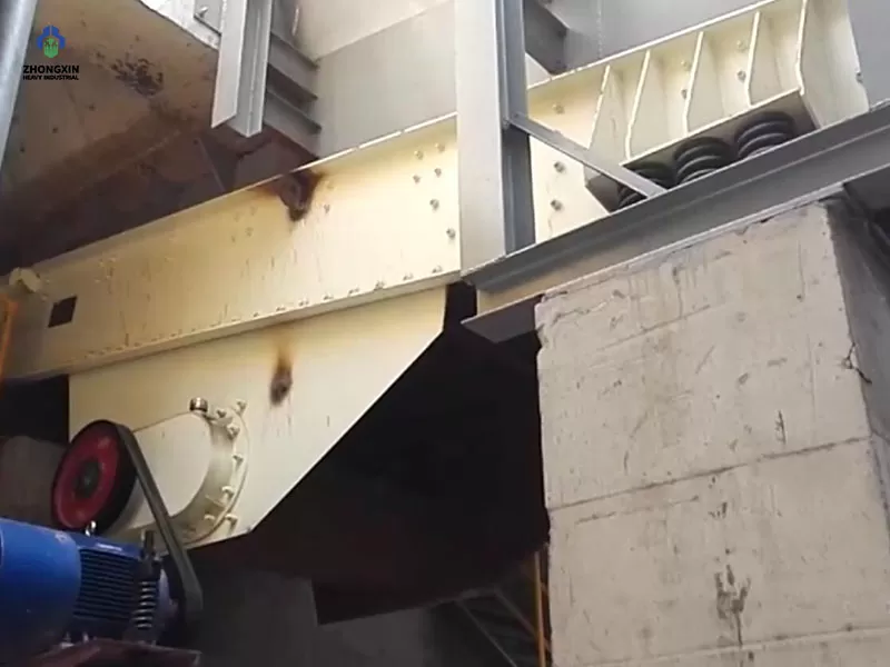 Industrial ZSW Vibrating Feeder working in aggregate crushing plant