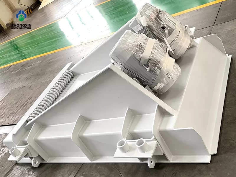 GZT Series Vibrating Feeder manufactured in factory workshop for stone crushing and mining applications