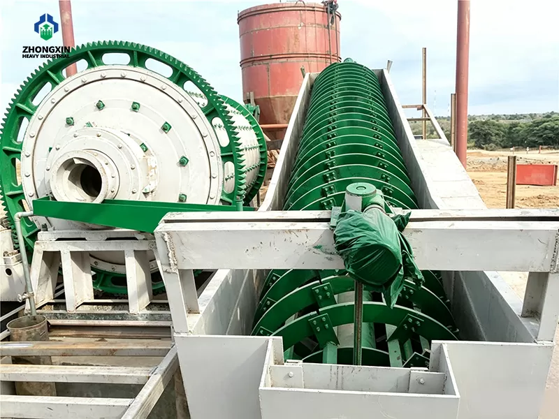 Spiral classifier and ball mill in complete mineral processing production line