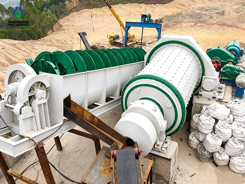 Spiral classifier with ball mill in mining production line for ore beneficiation process