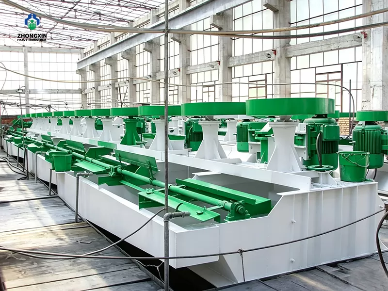 Flotation machine in operation at large scale mining processing plant
