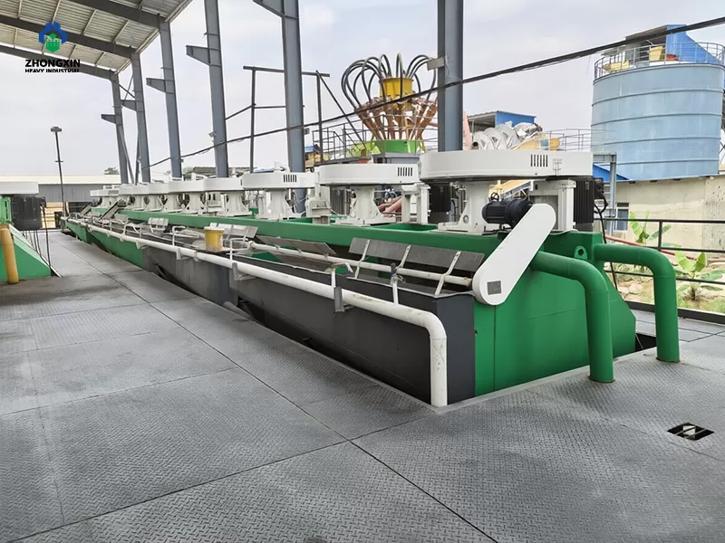 Flotation machine working in mineral processing production line