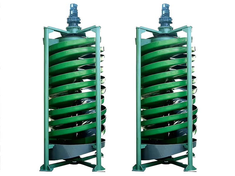 Industrial gravity spiral separator bank showcasing compact modular equipment layout.
