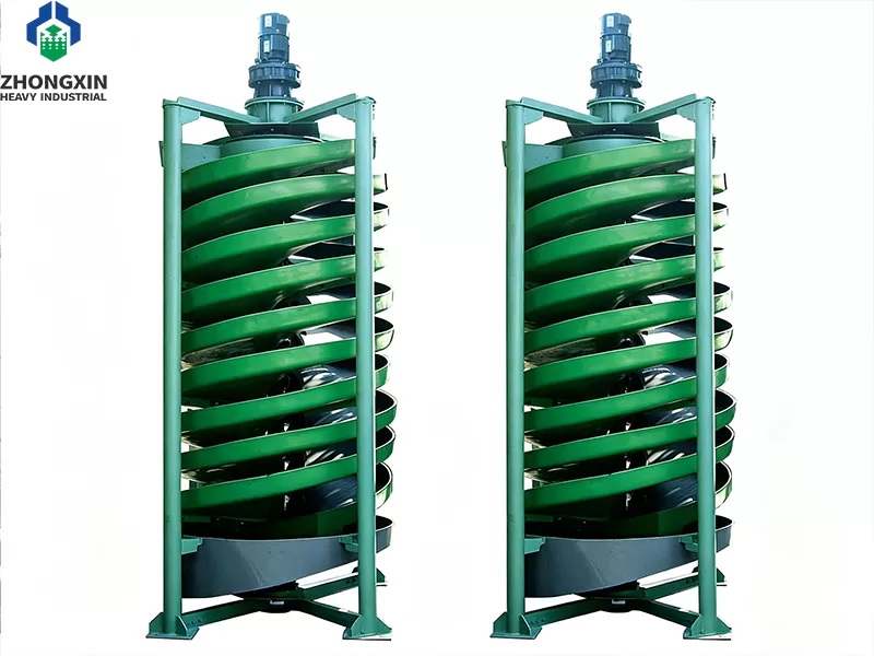 Corrosion-resistant FRP spiral concentrator for silica sand and zircon recovery.