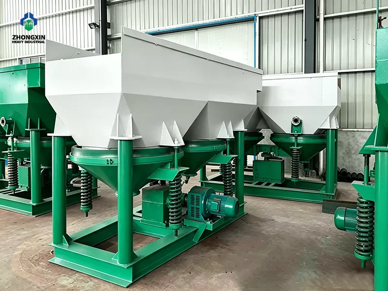 Industrial Jig Concentrator machine displayed in mining equipment production workshop