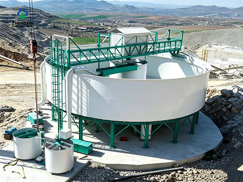 Industrial ore thickener performing iron ore tailings thickening and water recycling in mining project