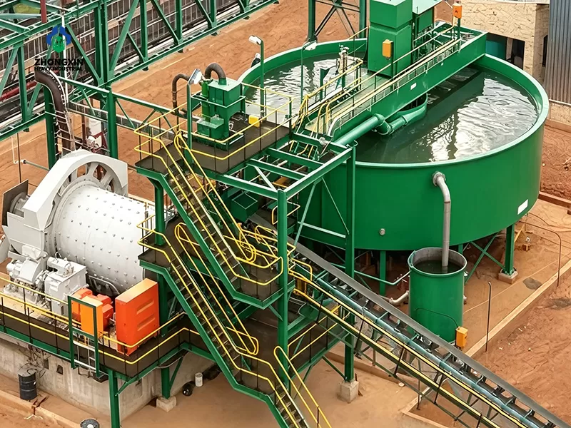 Gold ore mineral thickener working in a gold cyanidation leaching plant for high-density underflow