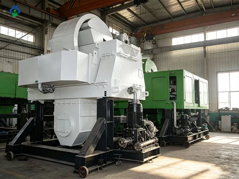 Overhead view of assembled vertical ring magnetic separator