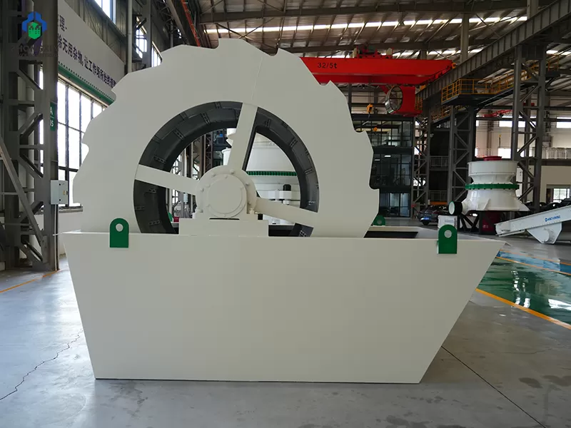 Industrial wheel bucket sand washer installed in mining project for efficient sand recycling