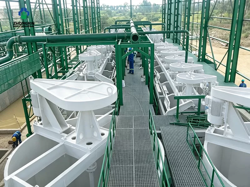 aerated flotation cell bank operating in gold ore flotation recovery circuit