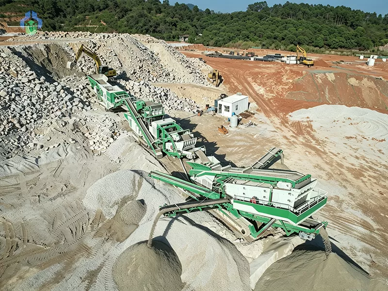 mobile jaw crusher processing hard granite rock for construction aggregates