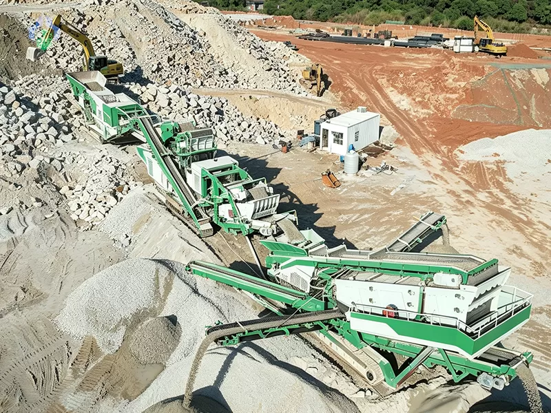 100-120 TPH mobile granite crushing plant operating at a quarry site in East Timor