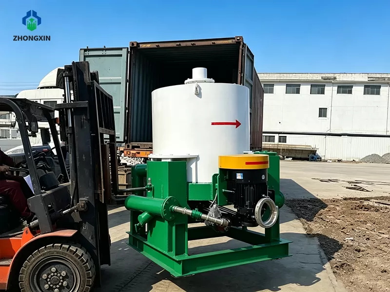 Export packaging of Knelson-type gold concentrator ready for international shipping