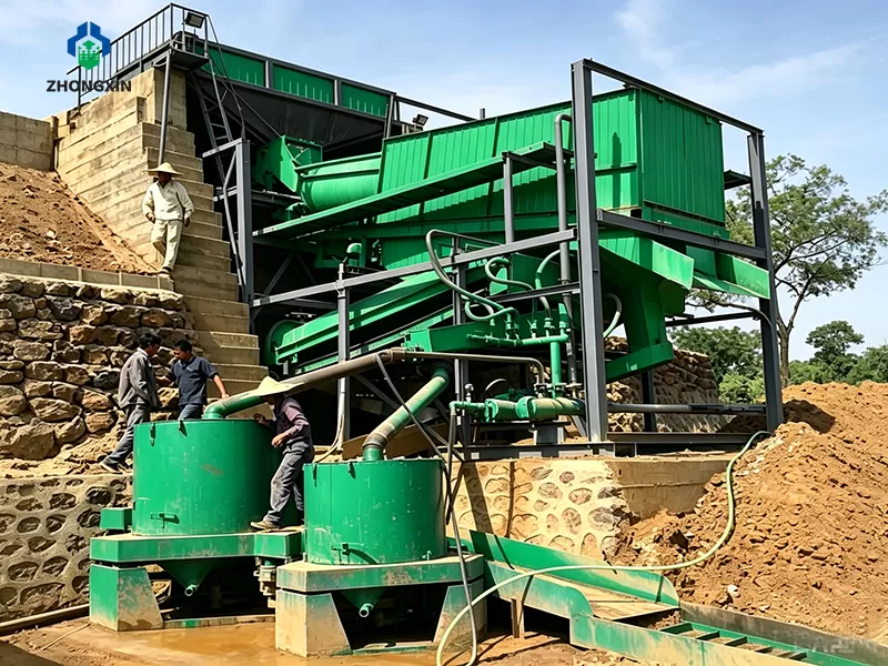 Mobile containerized placer gold washing plant equipped with centrifugal concentrator