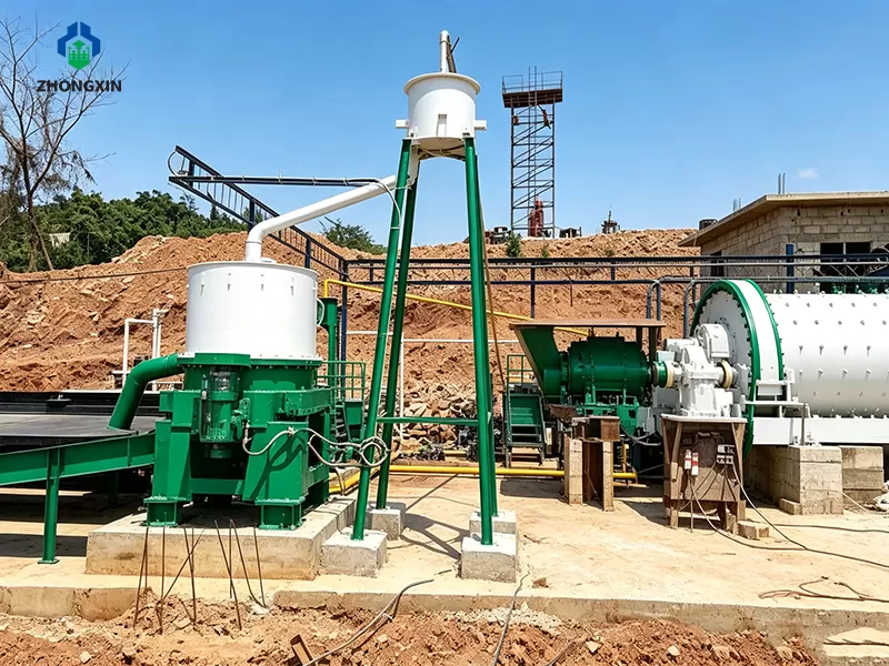 Centrifugal gold concentrator installed in hard rock gold processing plant circuit