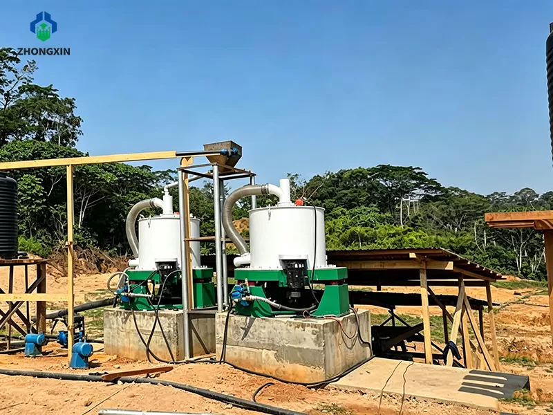 Centrifugal gold concentrator operating in closed-circuit ball mill grinding loop