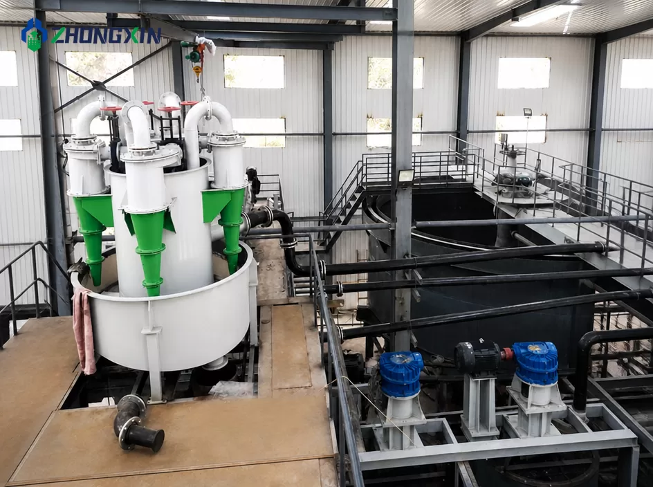 Efficient particle cut-point separation using advanced hydrocyclones in an industrial plant.