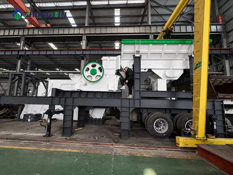 Welding and structural inspection of an integrated aggregate production line chassis in the production hall
