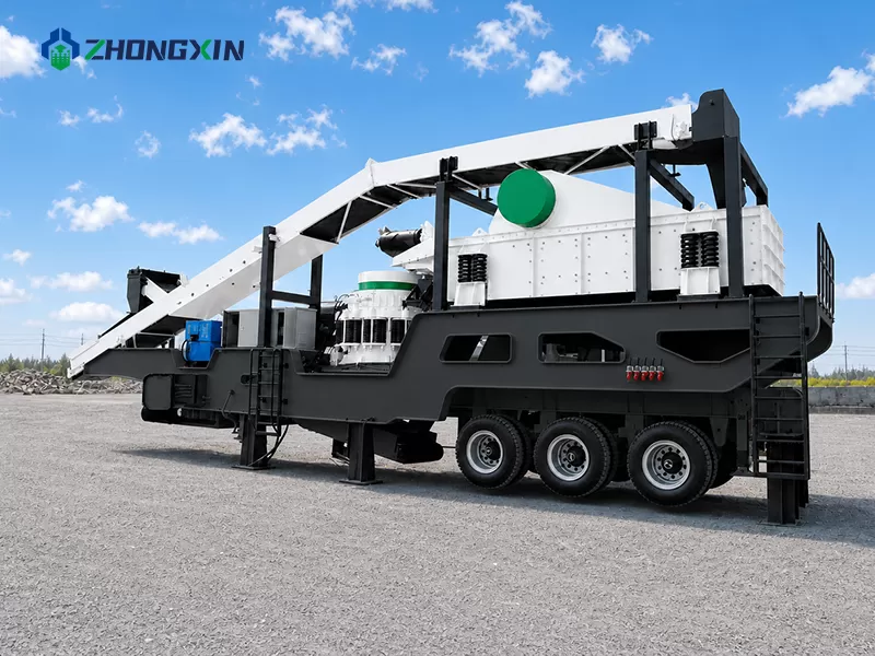Complete mobile crushing and screening plant operating efficiently at a limestone quarry job site