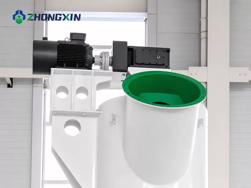 Top dynamic classifier drive motor and feed inlet pipe of vertical roller mill