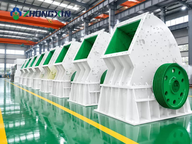 Assembled PCZ series single-stage heavy duty hammer crusher units ready for factory dispatch