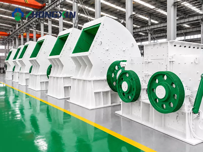 Front view of PCZ series heavy hammer crusher with high-torque rotor for stone quarry