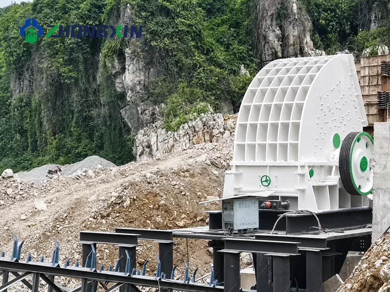 Heavy hammer crusher equipment installed on site for high-efficiency stone production