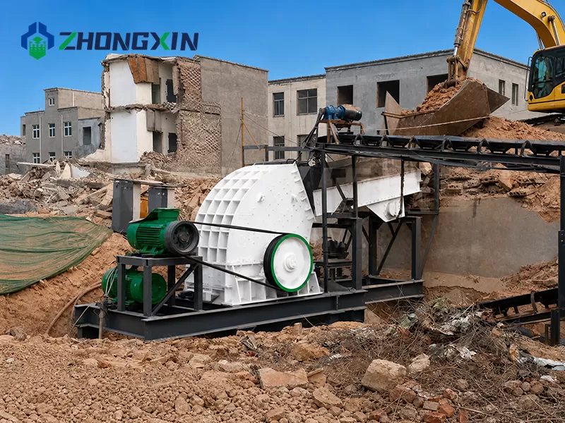 PCZ heavy hammer crusher processing medium-hard limestone in open-pit quarry site