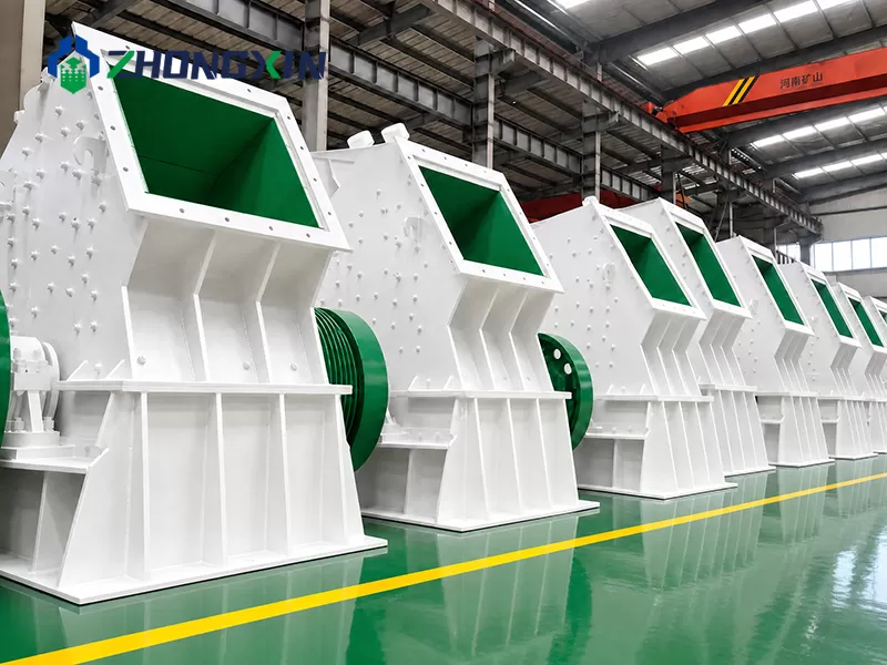PCZ heavy hammer crusher side profile showing single-stage primary and secondary crushing design
