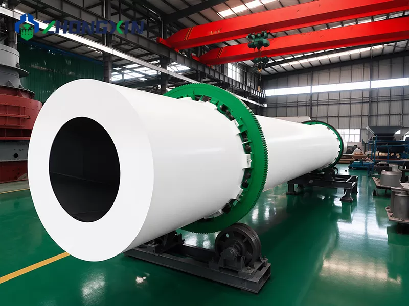 End view of a single-drum dryer showing the open cylinder mouth and the green ring