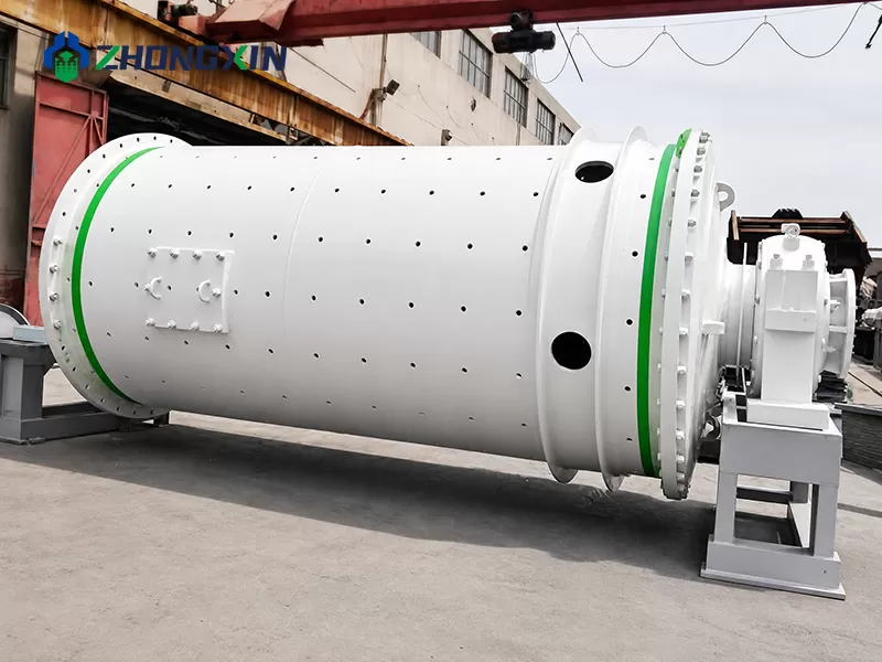 Dry grinding ball mill shell showing manhole doors for liner maintenance