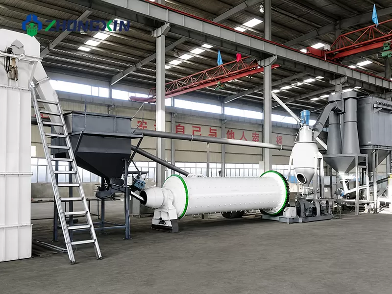 Operational dry ball mill grinding line installed in mineral processing plant