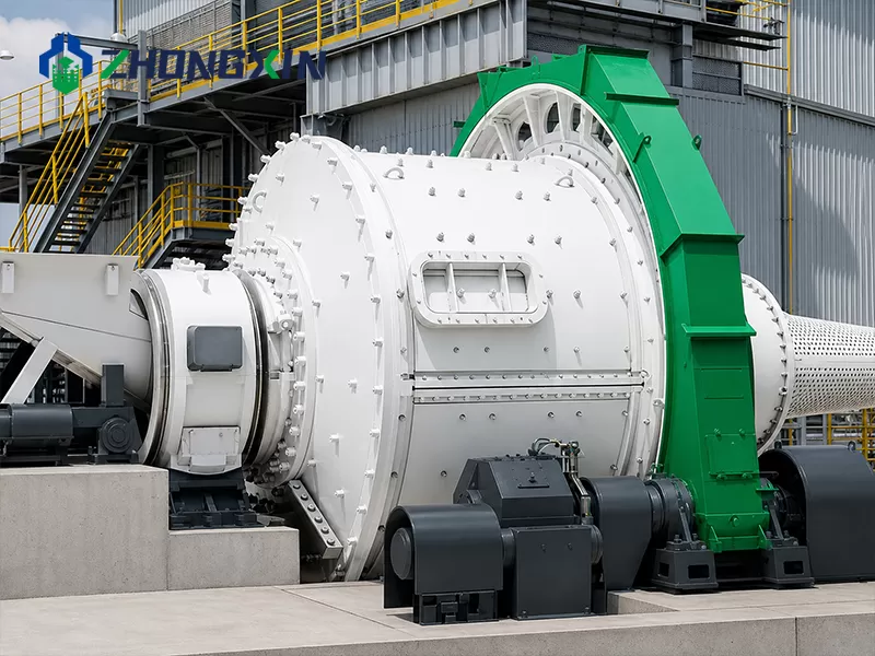 Autogenous mill with the girth gear and the inspection hatch on the barrel