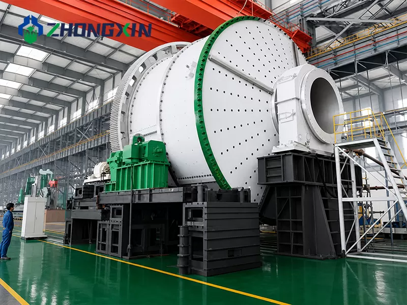 Barrel section of the autogenous mill on the assembly stand before fitting