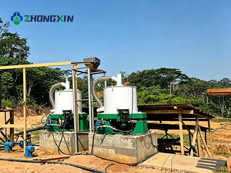 Multi-stage gravity gold separation line integrated with centrifugal concentrator unit