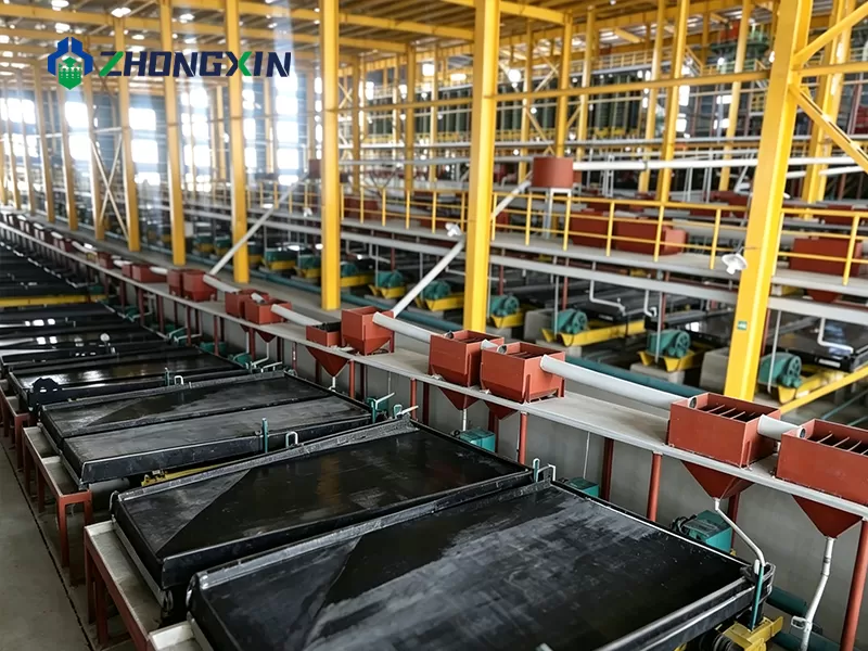Double deck shaking table operating at chromite ore processing plant