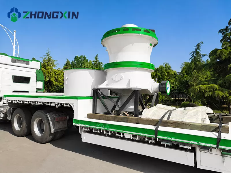 Transporting DP single cylinder hydraulic cone crusher on flatbed trailer