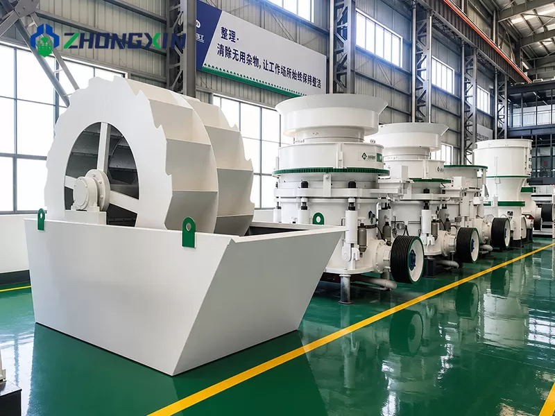 Wheel bucket sand washing equipment in operation delivering clean sand with low material loss