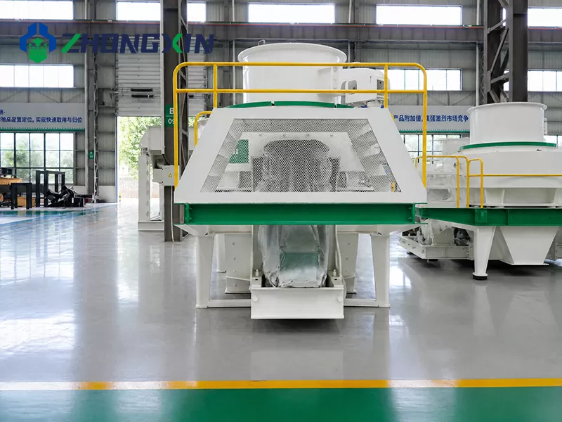 Front view of VSI vertical shaft impact crusher by Zhongxin Heavy Industry for manufactured sand