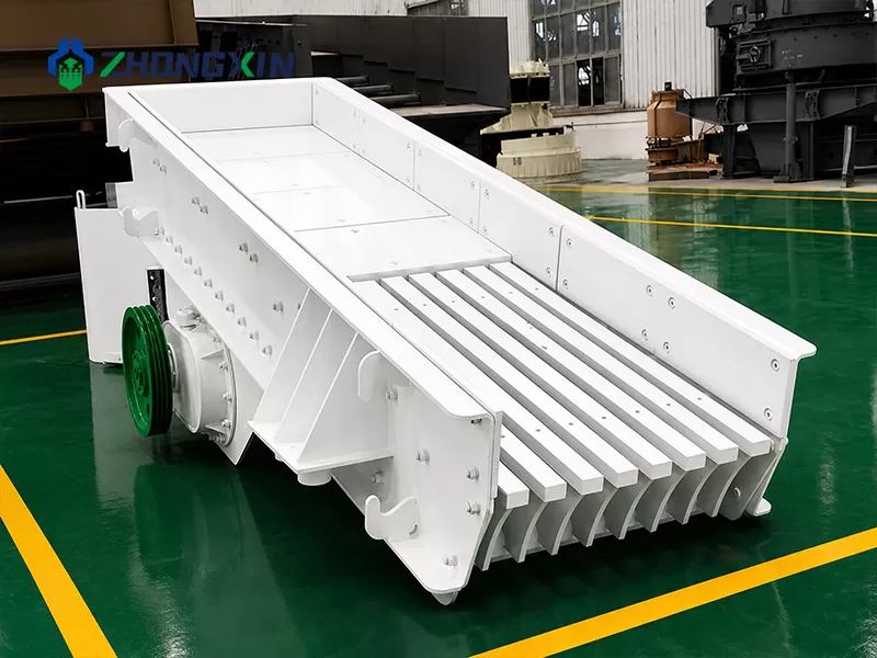 Mining ZSW Vibrating Feeder displayed in advanced equipment workshop